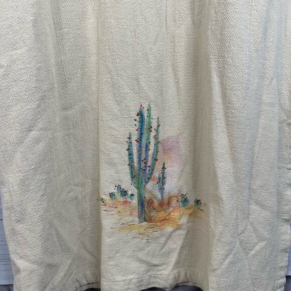 Allie Womens Small Artsy Gauzy Maxi Dress Desert Cactus Art to Wear Painting - Picture 6 of 12